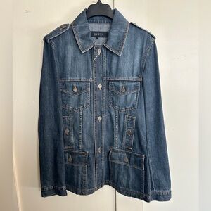 Gucci Navy Military-Style Denim Jacket